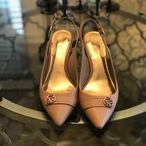 Coach Cream Leather Kitten Heel Slingback